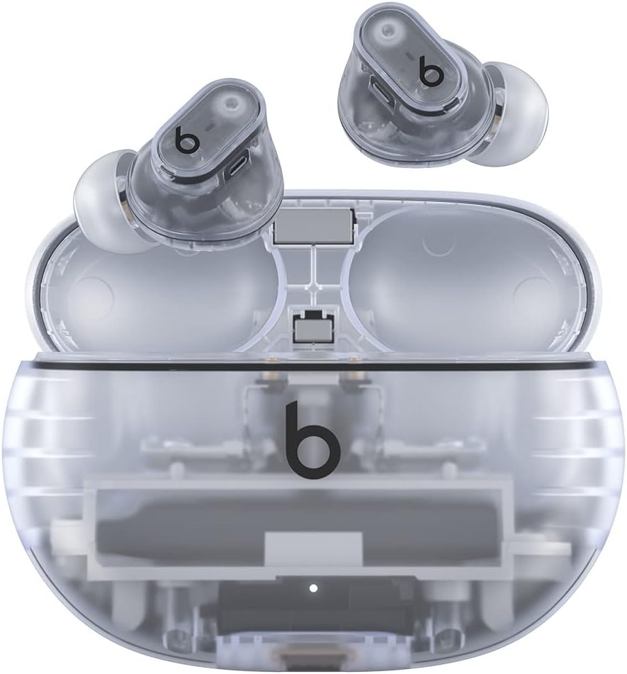 Beats Studio Buds + | True Wireless Noise Cancelling Earbuds, Enhanced Apple & Android Compatibility, Built-in Microphone, Sweat Resistant Bluetooth Headphones, Spatial Audio – Transparent