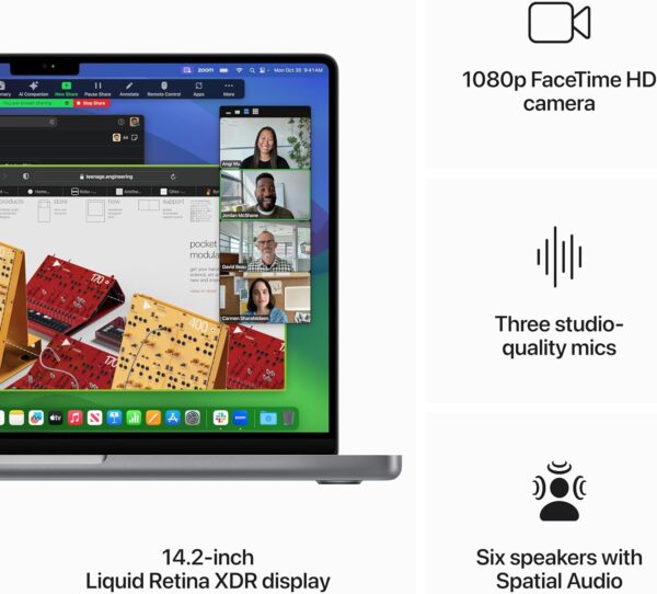 Apple 2023 MacBook Pro Laptop M3 chip with 8‑core CPU, 10‑core GPU: 14.2-inch Liquid Retina XDR Display, 8GB Unified Memory, 1TB SSD Storage. Works with iPhone/iPad; Space Gray - Image 5