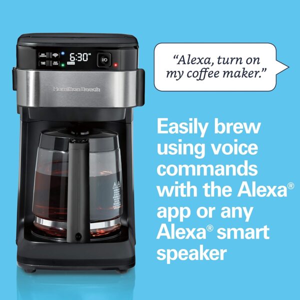 Hamilton Beach Works with Alexa Smart Coffee Maker, Programmable, 12 Cup Capacity, Black and Stainless Steel (49350) – A Certified for Humans Device - Image 3