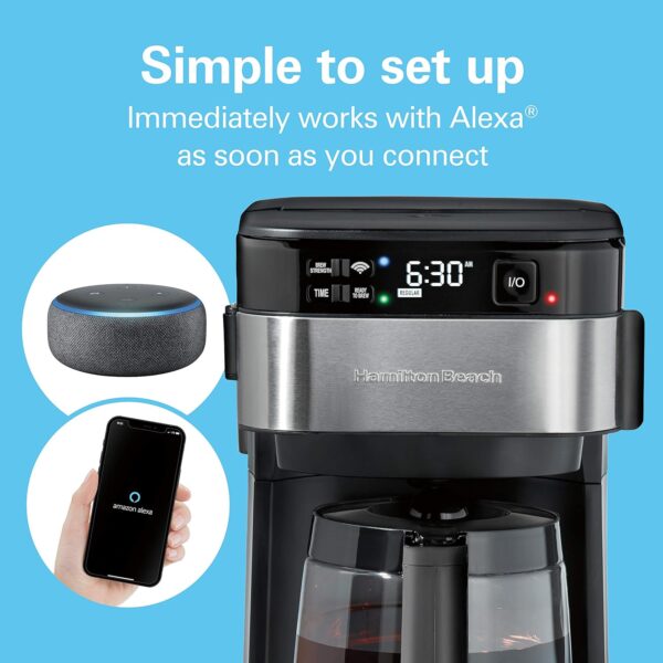 Hamilton Beach Works with Alexa Smart Coffee Maker, Programmable, 12 Cup Capacity, Black and Stainless Steel (49350) – A Certified for Humans Device - Image 6