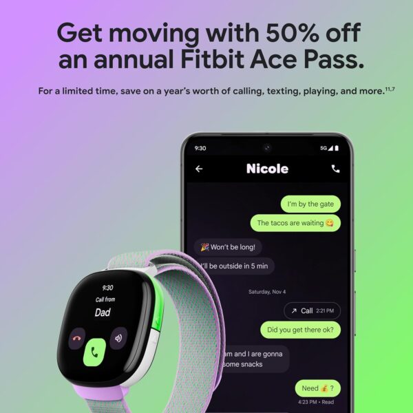 Fitbit Google Ace LTE - Kids Smartwatch with Call, Message, GPS, and Activity-Based Games, Ace Pass data plan required - Spicy - Moovin - Image 3