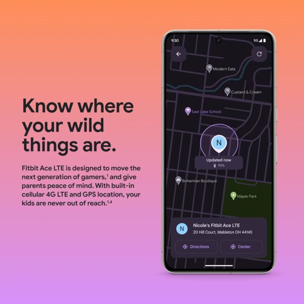 Fitbit Google Ace LTE - Kids Smartwatch with Call, Message, GPS, and Activity-Based Games, Ace Pass data plan required - Spicy - Moovin - Image 6