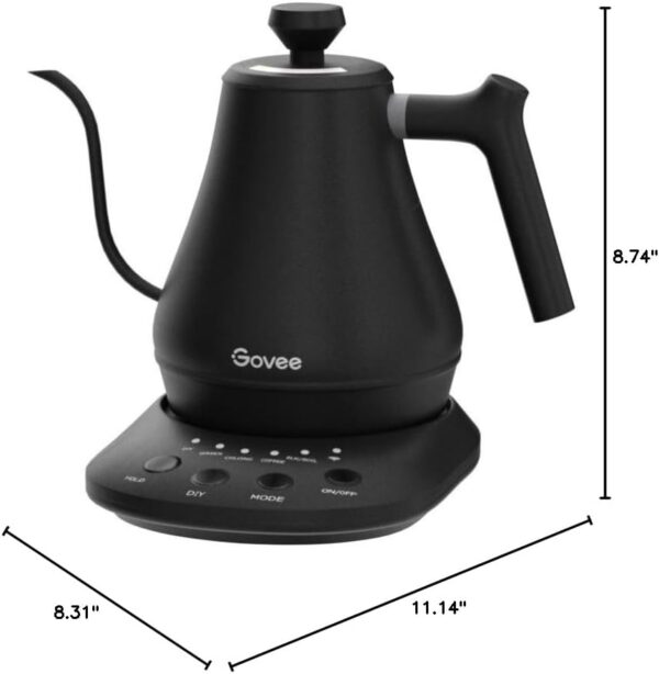 Govee Smart Electric Kettle, WiFi Variable Temperature Gooseneck Pour Over Kettle and Tea Kettle, Alexa Control, 1200W Quick Heating, 100% Stainless Steel, 0.8L, Matte Black - Image 10