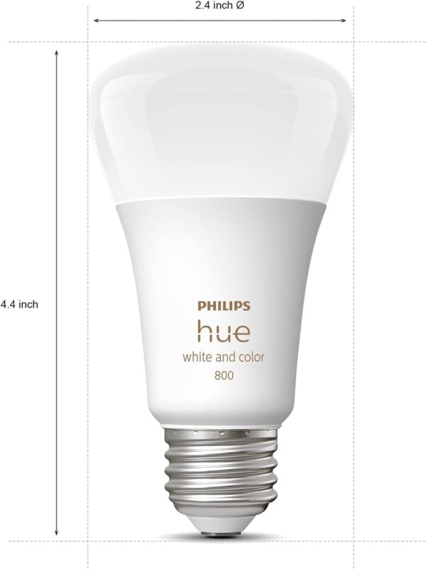 Philips Hue Smart Light Starter Kit - Includes (1) Bridge and (2) 60W A19 LED Bulb, White and Color Ambiance Color-Changing Light, 800LM, E26 - Control with App or Voice Assistant - Image 8