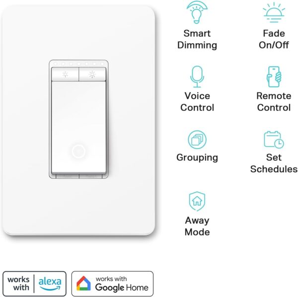 Kasa Smart Dimmer Switch HS220P3, Single Pole, Needs Neutral Wire, 2.4GHz Wi-Fi Light Switch Works with Alexa and Google Home, UL Certified,, No Hub Required, 3-Pack - Image 3