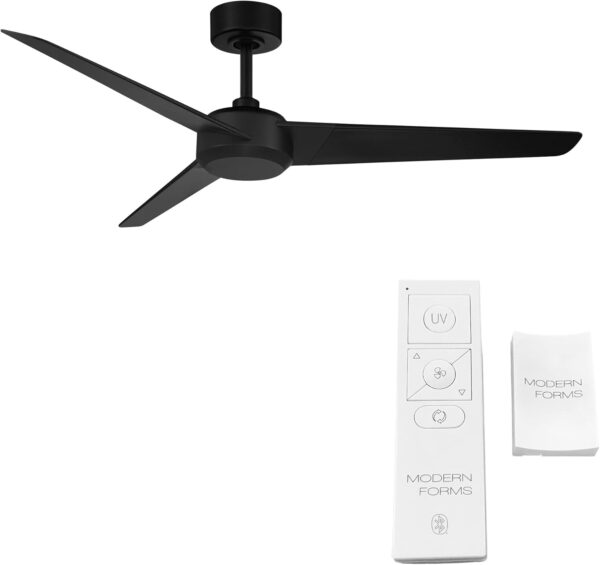 Modern Forms Ultra Indoor and Outdoor 3-Blade Smart Ceiling Fan 54in Matte Black UV-C LED Up-Light Kit and Remote Control - Image 2