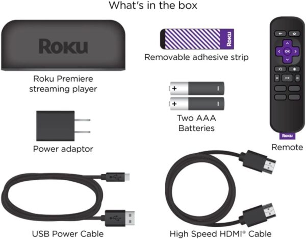 Roku Premiere Streaming Media Player HD/4K/HDR Simple Remote and Premium HDMI Cable, Black & Bundle Swanky Cables HDMI Cable, 3920R - Image 6