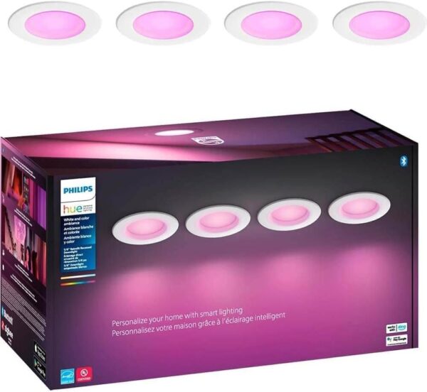 Philips Hue Smart LED Ceiling and Down Lights - Centris Spotlight Fixture with 4 Adjustable Lights and Smart Downlight 4 Pack - Color Changing - Image 6