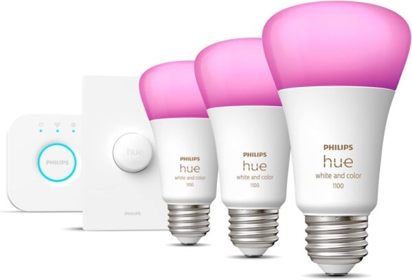 Philips Hue Smart Light Starter Kit - Includes (1) Bridge, (1) Smart Button and (3) Smart 75W A19 LED Bulbs - White and Color Ambiance - 1100LM - E26 - Control with Hue App or Voice Assistant - Image 8