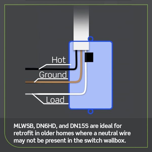 Leviton No-Neutral Decora Smart Switch, Requires MLWSB Wi-Fi Bridge to Work with My Leviton, Alexa, Google Assistant, Apple Home/Siri & Wire-Free 3-Way DN15S-1RW, White - Image 8