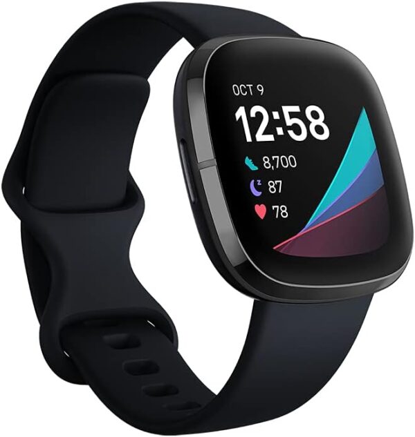 Fitbit Sense Advanced Smartwatch with Tools for Heart Health, Stress Management & Skin Temperature Trends, Carbon/Graphite, One Size (S & L Bands Included) - Image 2