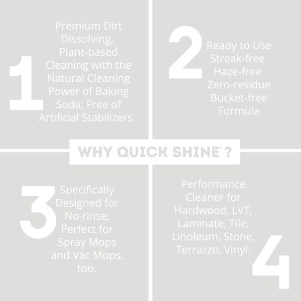 Quick Shine Hardwood Floor Cleaner 64oz | Use in Spray & Vac Mops | Removes Dirt & Scuff Marks | Ready-to-Use, Streak Free, No Rinse | Safer Choice Cleaner |Perfect for Gentle and Effective Cleaning - Image 5