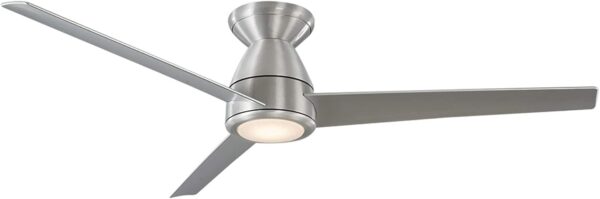 Modern Forms Tip Top Smart Indoor Outdoor 3-Blade Flush Mount Ceiling Fan 52in Brushed Aluminum with 3000K LED Light Kit and Remote works with Alexa and iOS/Android App - Image 2