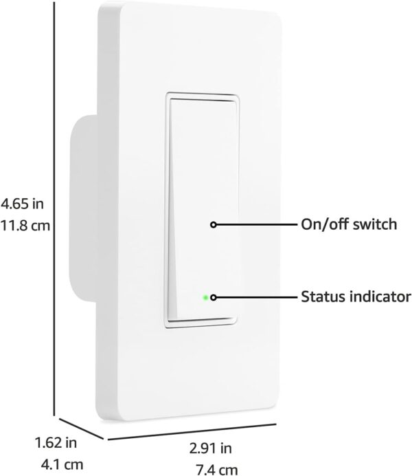 Amazon Basics Single Pole Smart Switch, Neutral Wire Required, 2.4 Ghz WiFi, Works with Alexa, White, 4.65 x 2.91 x 1.74 in - Image 5