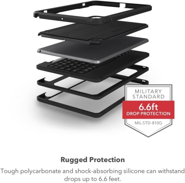 ZAGG Rugged Book Detachable Case and Magnetic-Hinged Keyboard for iPad 10.9" (air 4th gen) 11 inch (1st & 2nd Gen), Multi-Device Bluetooth Pairing, Backlit Keyboard, Durable,Black - Image 3