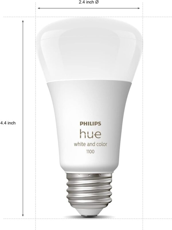 Philips Hue Smart Light Starter Kit - Includes (1) Bridge and (4) 75W A19 E26 LED Smart White and Color Ambiance Bulbs - Control with App - Compatible with Alexa, Google Assistant, and Apple HomeKit - Image 3