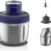 Joydeem JD-376B Electric Food Processor,Meat Grinder with Garlic Peeler,Vegetable Fruit Chopper with 3 Stainless Steel Bowls,Blue - Image 2
