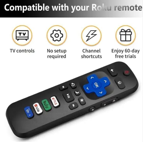 Replacement Remote Control Only for Roku TV, Compatible for TCL Roku/Hisense Roku/Onn Roku/Sharp Roku/Element Roku/Westinghouse Roku/Philips Roku Smart TVs - Image 3