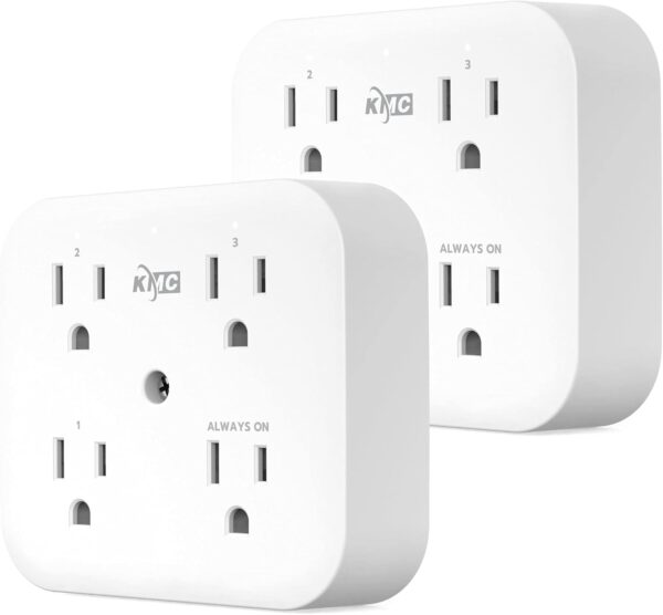 KMC Smart Tap Mini 2-Pack, 4-Outlet Wall Mounted Plug Adapter, 3 Independently Controlled Wi-Fi Outlets, Compatible with Alexa & Google Assistant, No Hub Required - Image 2