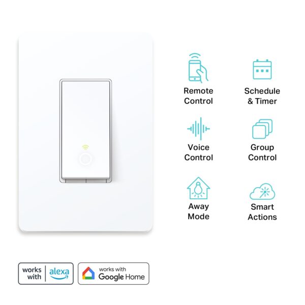 Kasa Smart Light Switch HS200P3, Single Pole, Needs Neutral Wire, 2.4GHz Wi-Fi Light Switch Works with Alexa and Google Home, UL Certified, No Hub Required, 3 Count -Pack of 1 , White - Image 3