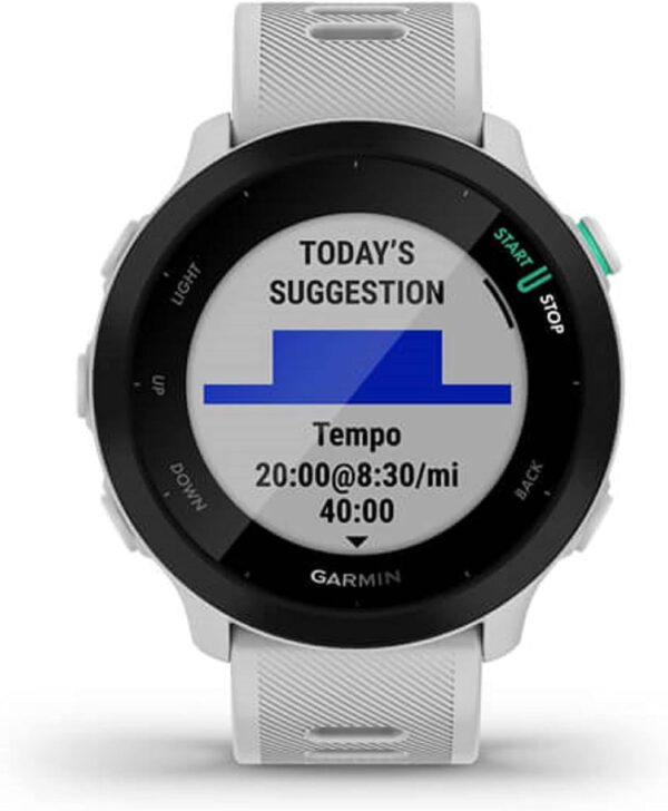 Garmin Forerunner 55, GPS Running Watch with Daily Suggested Workouts, Up to 2 weeks of Battery Life, White - Image 3