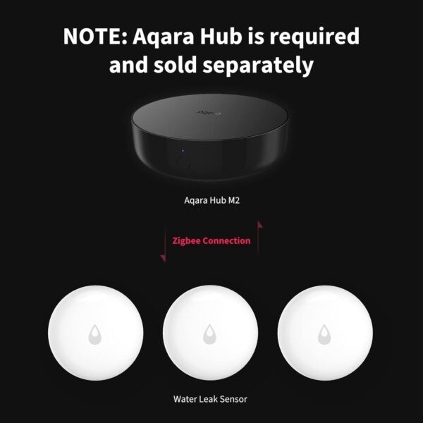 Aqara Water Leak Sensor Kit - 3 Pack, Requires AQARA HUB, Wireless Water Leak Detector, Wireless Mini Flood Detector for Alarm System and Smart Home Automation, for Kitchen Bathroom, Works with IFTTT - Image 3