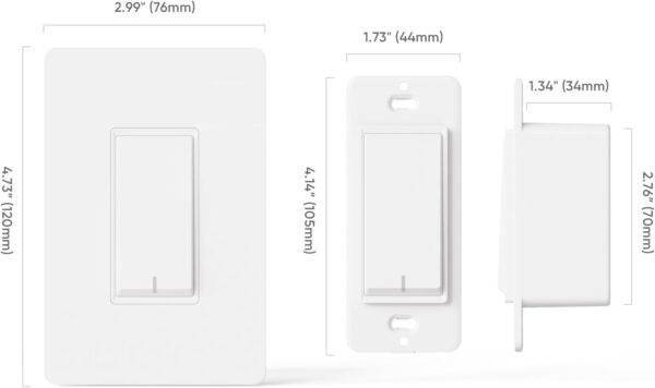 TREATLIFE Smart Light Switch Single Pole Smart Switch Works with Alexa, Google Home and SmartThings, 2.4GHz Wi-Fi Timer Light Switch, Neutral Wire Required, No Hub Required, FCC Listed, 4 Pack - Image 10