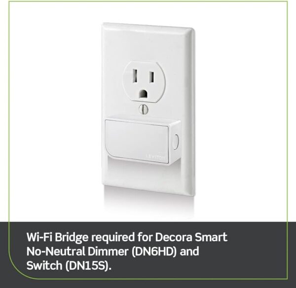 Leviton No-Neutral Decora Smart Switch, Requires MLWSB Wi-Fi Bridge to Work with My Leviton, Alexa, Google Assistant, Apple Home/Siri & Wire-Free 3-Way DN15S-1RW, White - Image 3