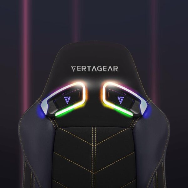 VERTAGEAR PL4800 Ergonomic Big & Tall Gaming Chair Featuring ContourMax Lumbar & VertaAir Seat Systems - RGB LED Kits Upgradeable - Black/White - Image 6