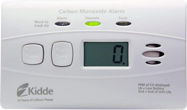 Kidde Carbon Monoxide Detector with 10-Year Battery, Digital Display, 3 LEDs, Replacement Indicator, Peak Level Memory - Image 2