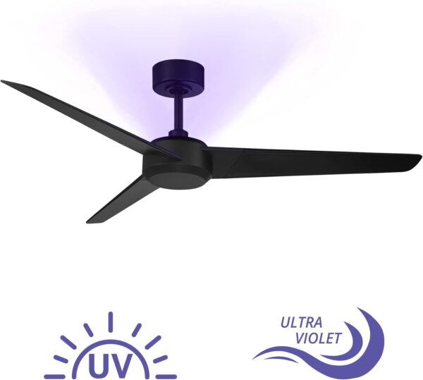 Modern Forms Ultra Indoor and Outdoor 3-Blade Smart Ceiling Fan 54in Matte Black UV-C LED Up-Light Kit and Remote Control - Image 5