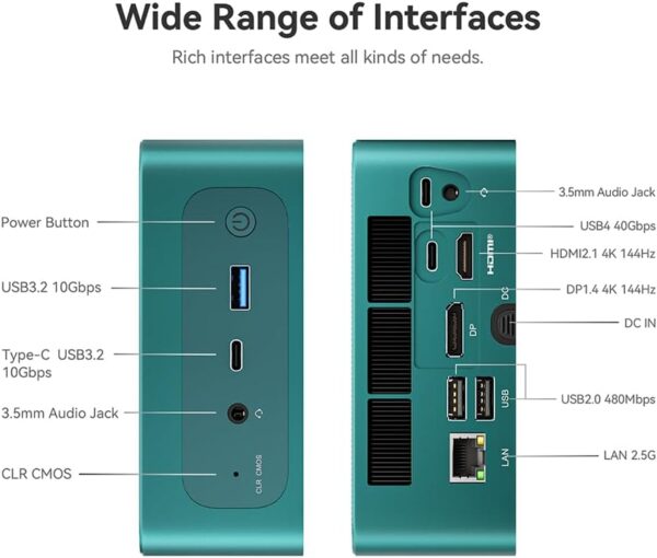 Beelink SER7 Mini PC, AMD Ryzen 7 7840HS(up to 5.1GHz) 8C/16T, Mini Computer 32GB DDR5 RAM 1TB NVMe PCIE 4.0 SSD, Mini Desktop Computer 4K 144Hz Quad Screen Display WiFi6/BT5.2/WOL/W-11 Pro - Image 9