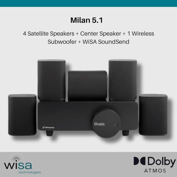 Platin Milan 5.1 Surround Sound Speaker System - Wireless Home Theater System for Smart TVs - WiSA Certified - with WiSA SoundSend Transmitter Included - Image 3