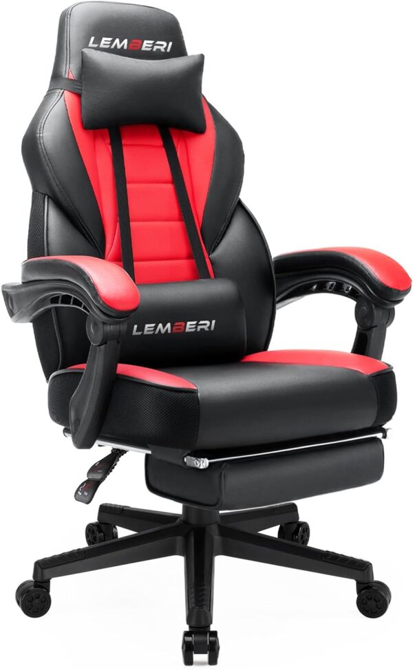 LEMBERI Video Game Chairs with footrest, Big and Tall Gamer Chair for Adults, 400lb Capacity, Racing Style Computer Chair with Headrest and Lumbar Support - Image 8