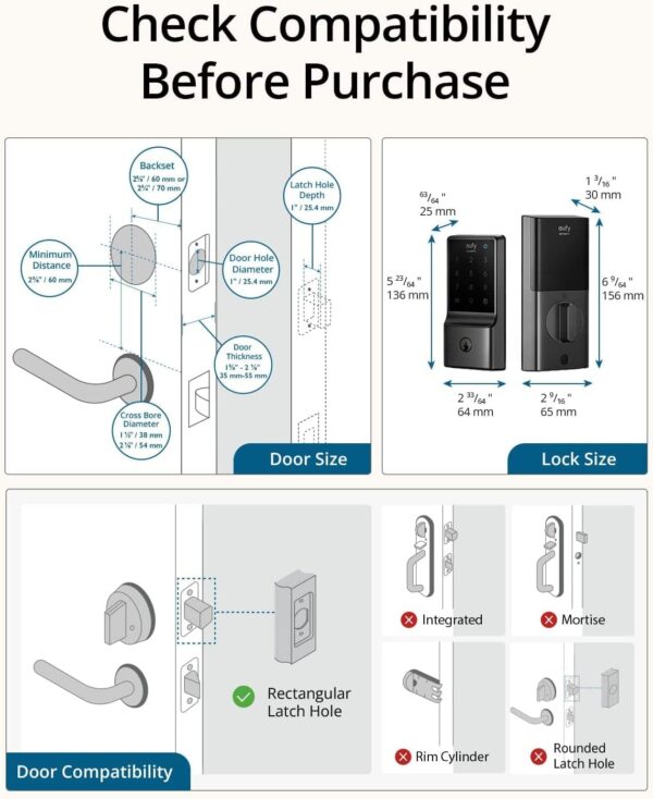 eufy Security Smart Lock C210, Keyless Entry Door Lock, Built-in WiFi Deadbolt, Smart Door Lock, No Bridge Required, Easy Installation, Touchscreen Keypad, App Remote Control, BHMA Certified - Image 7