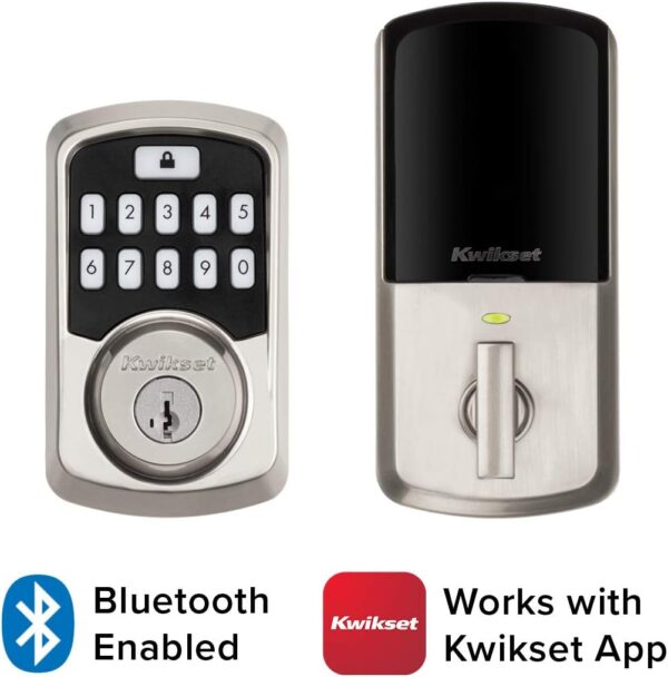 Kwikset 99420-001 Aura Bluetooth Programmable Keypad Door Lock Deadbolt Featuring SmartKey Security, Satin Nickel - Image 3