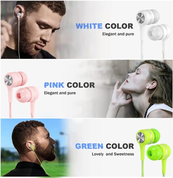 Wired Earbuds with Microphone 5 Pack, in-Ear Headphones with Heavy Bass, High Sound Quality Earphones Compatible with iPad, Laptop, MP3, Android Smartphones, Fits All 3.5mm Jack Device - Image 3