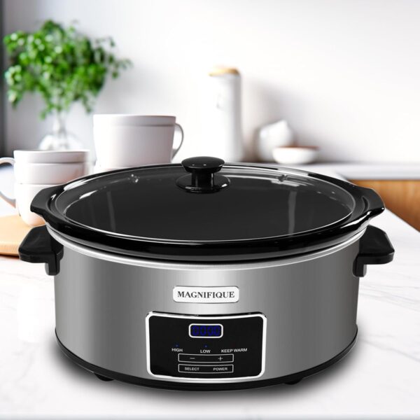 MAGNIFIQUE 7-Quart Casserole Slow Cooker with Timer and Digital Programmable - Small Kitchen Appliance for Family Dinners - Serves 6+ People - Heat Settings: Keep Warm, Low and High - Image 9