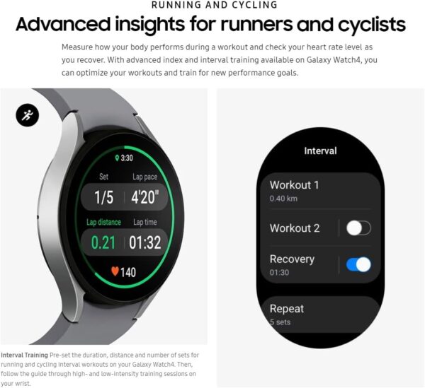 Samsung Electronics Galaxy Watch 4 40mm Smartwatch with ECG Monitor Tracker for Health Fitness Running Sleep Cycles GPS Fall Detection Bluetooth US Version - (Black) (Renewed) - Image 9