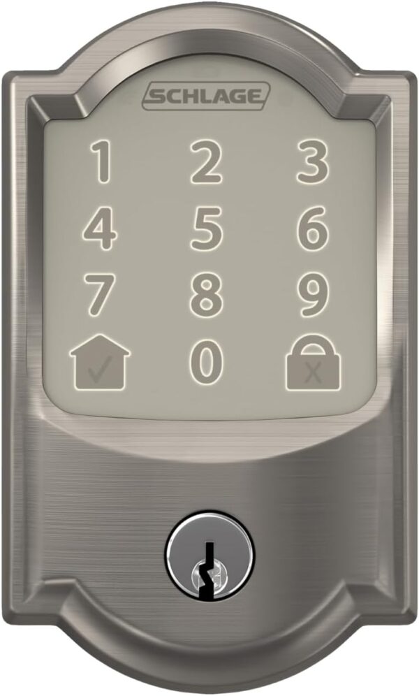 Schlage Encode Smart Wi-Fi Deadbolt with Camelot Trim in Satin Nickel - Image 5