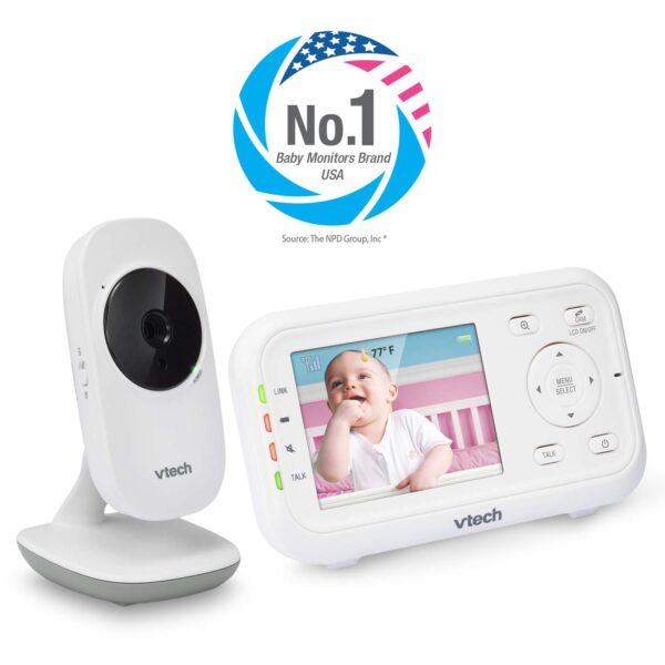 VTech Video Baby Monitor with 1000ft Long Range, Auto Night Vision, 2.8” Screen, 2-Way Audio Talk, Temperature Sensor, Power Saving Mode, Lullabies and Wall-mountable Camera with bracket, White - Image 11