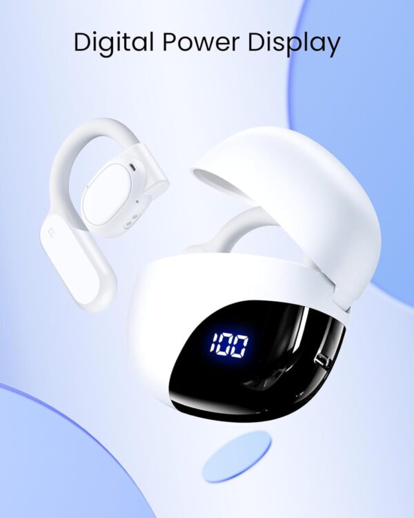 TAGRY Open Ear Headphones Wireless Earbuds 80Hrs Playtime Bluetooth Ear Buds with Earhooks Bluetooth 5.3 Touch Control Air Conduction Sport Headsets IPX7 Waterproof Earphones for Running Workout White - Image 4