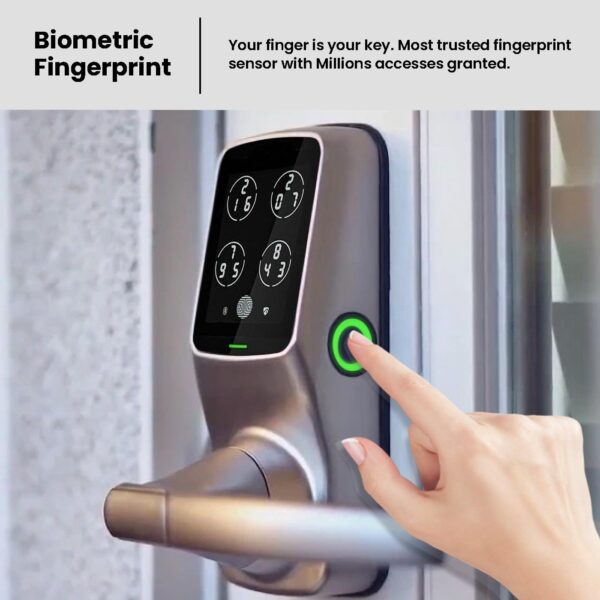 Lockly Secure Pro, Wi-Fi Smart Door Lock, Keyless Entry Door Lock, PIN Genie® Keypad, 3D Biometric Fingerprint Sensor, Voice Control, Auto Lock - Satin Nickel (PGD628WSN) - Latch Edition - Image 3