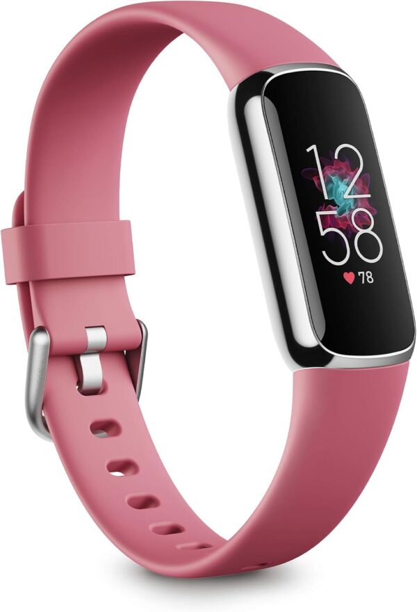 Fitbit Luxe-Fitness and Wellness-Tracker with Stress Management, Sleep-Tracking and 24/7 Heart Rate, Orchid/Platinum Stainless Steel, One Size, S & L Bands Included - Image 2