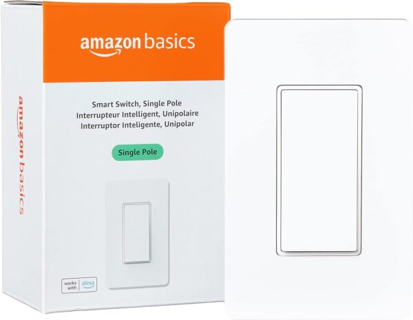 Amazon Basics Single Pole Smart Switch, Neutral Wire Required, 2.4 Ghz WiFi, Works with Alexa, White, 4.65 x 2.91 x 1.74 in - Image 2