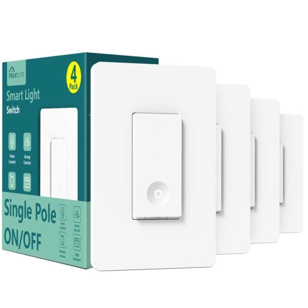 TREATLIFE Smart Switch 4 Pack, 2.4Ghz Smart Light Switch WiFi Light Switch Single-Pole, Neutral Wire Required, Works with Alexa, Google Home and SmartThings, Smart Home Remote Control, FCC Listed - Image 2