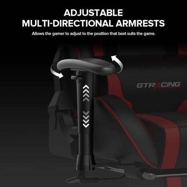 GTRACING Gaming Chair with Footrest Speakers Video Game Chair Bluetooth Music Heavy Duty Ergonomic Computer Office Desk Chair Red - Image 7