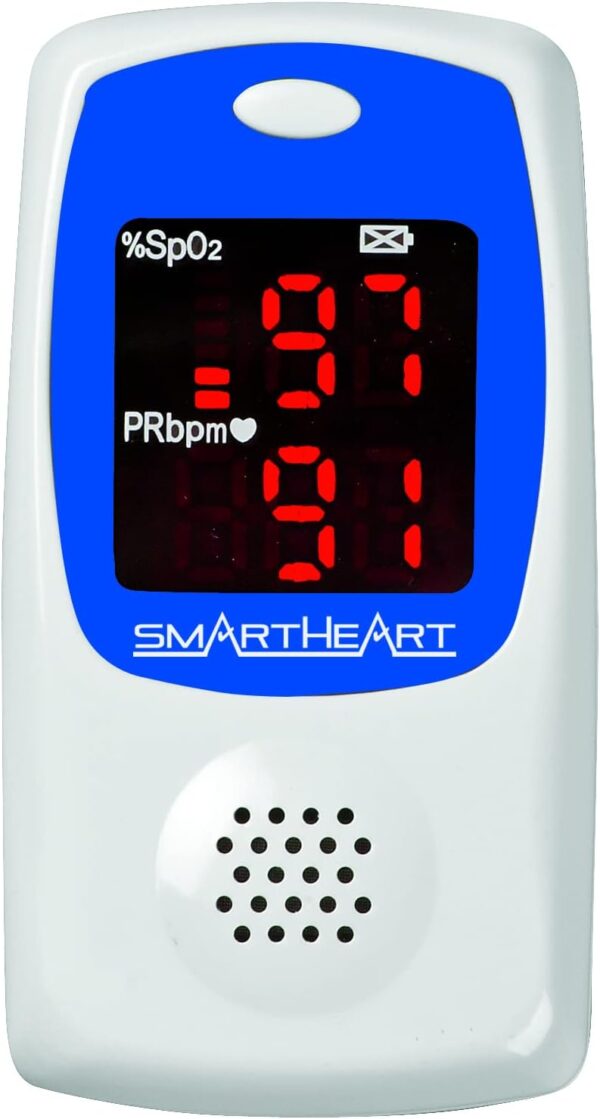 SmartHeart Talking Pulse Oximeter | Audible Result Announcement | Blood Oxygen Saturation | Complete System Monitor Lanyard and Batteries | Portable Spot-Check Monitoring - Image 2