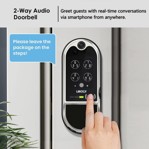 Lockly Vision Elite - WiFi Video Smart Lock with Night Vision Camera, Motion Sensor, Biometric Fingerprint, Voice Control, App Remote Control, Doorbell, Solar Panel, Digital Keypad, Satin Nickel - Image 6