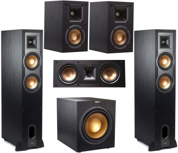 Klipsch Reference 5.2 Home Theater System - Bundle w/ 2X R-26FA Floorstanding Speaker, R-25C Center Speaker, 2X R-41M Bookshelf Speaker, R-12SW Subwoofer - Image 2